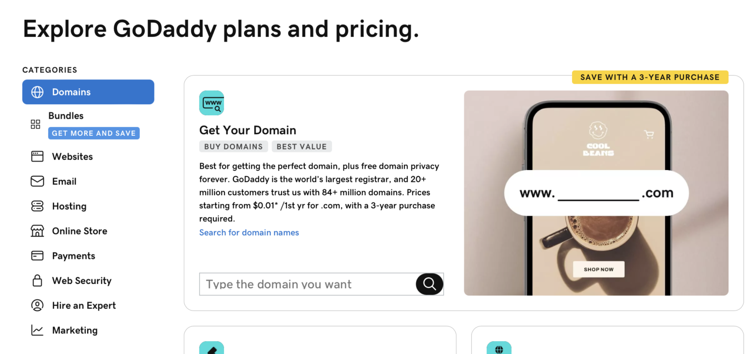 GoDaddy Pricing Hosting, Website Builder & More